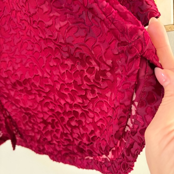 Anthropologie Susanna Burnout Velvet Buttondown Blouse Red XS - Picture 7 of 13